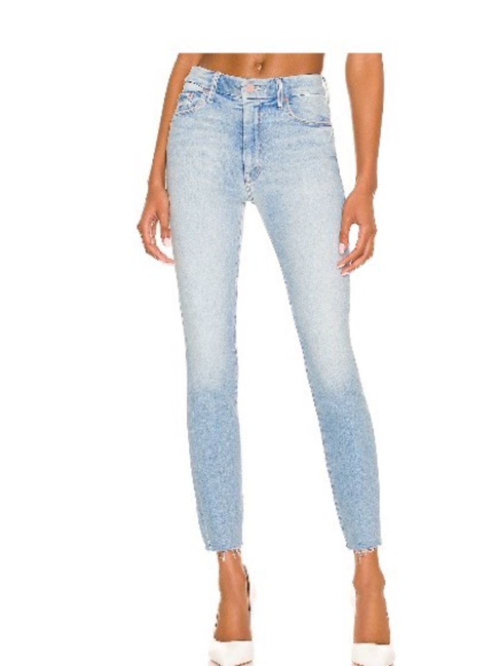 MOTHER High Waisted Looker Ankle Fray Jeans Au Revoir Wash Size 32